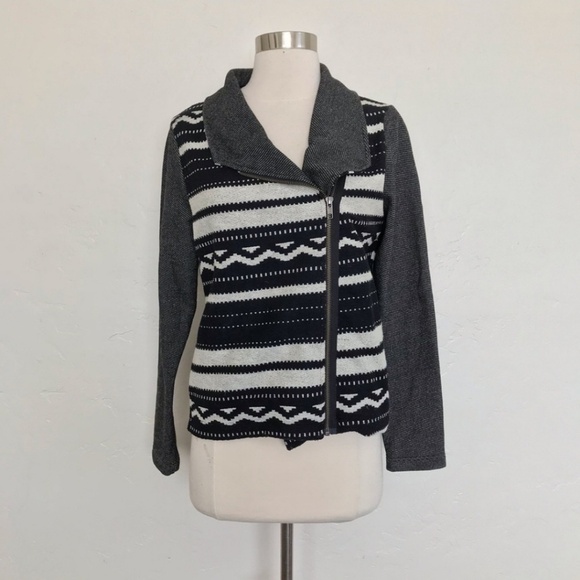 Anthro Blackletter Knit Side Zip Moto Jacket Sm - Picture 2 of 5